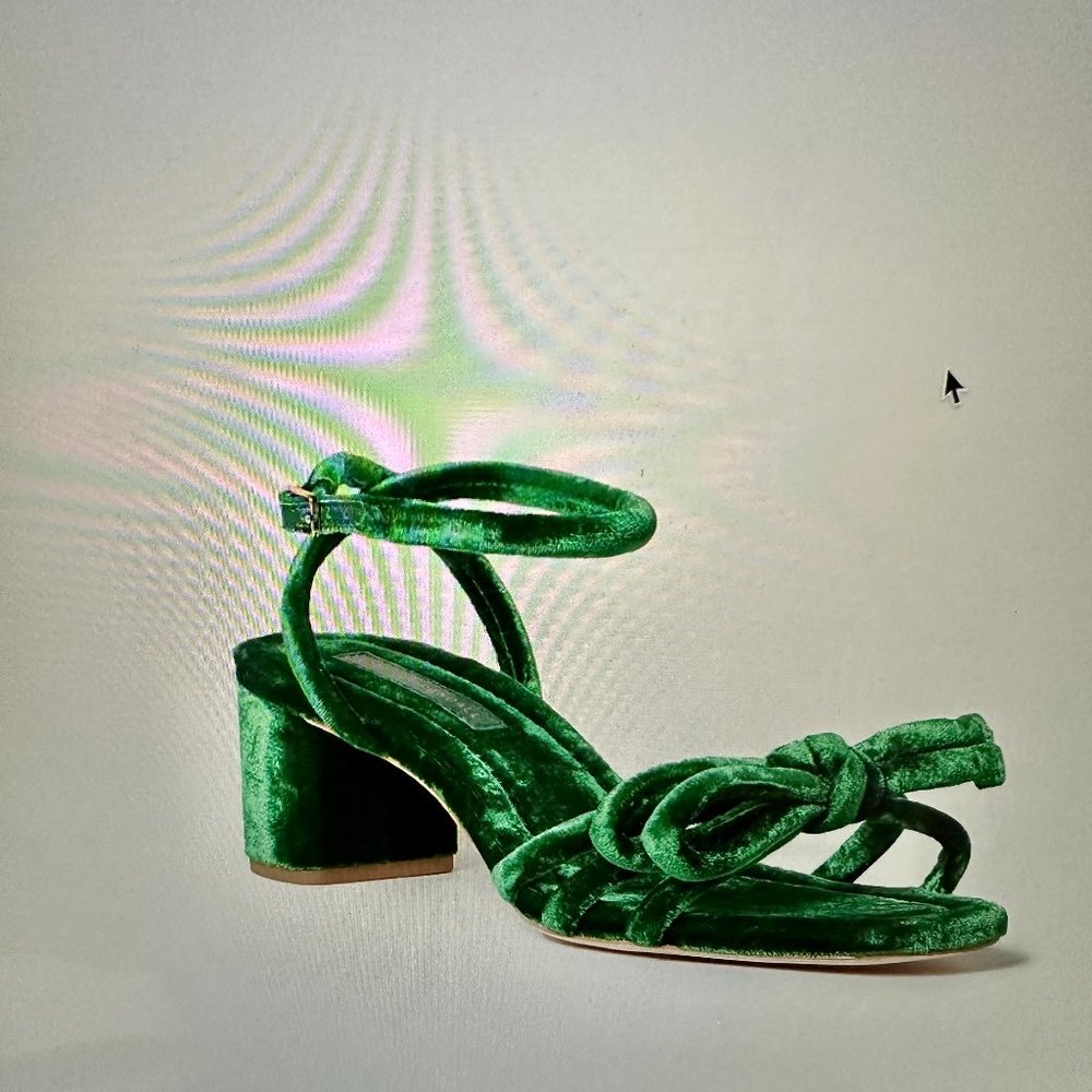 Loeffler Randall Spruce Green Velvet Sandal - Size 8